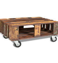 Couchtisch mit 4 Rollen Altholz