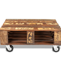 Couchtisch mit 4 Rollen Altholz
