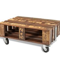Couchtisch mit 4 Rollen Altholz