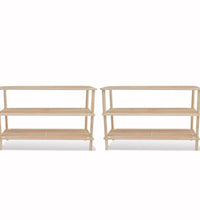 Schuhregale mit 3 Böden 2 Stk. Massivholz Tanne