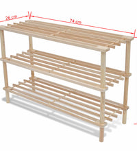 Schuhregale mit 3 Böden 2 Stk. Massivholz Tanne