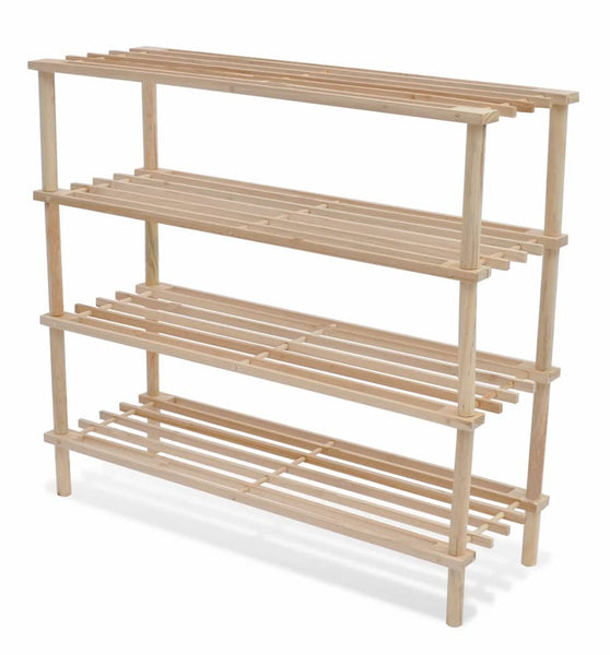 Schuhregale mit 4 Böden 2 Stk. Massivholz Tanne