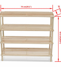 Schuhregale mit 4 Böden 2 Stk. Massivholz Tanne