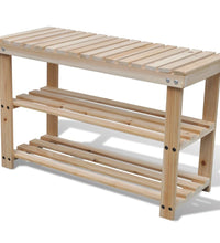 2-in-1 Schuhregal mit Sitzfläche Massivholz Tanne