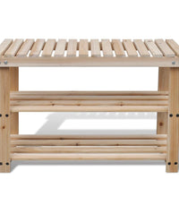 2-in-1 Schuhregal mit Sitzfläche Massivholz Tanne