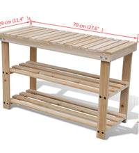 2-in-1 Schuhregal mit Sitzfläche Massivholz Tanne