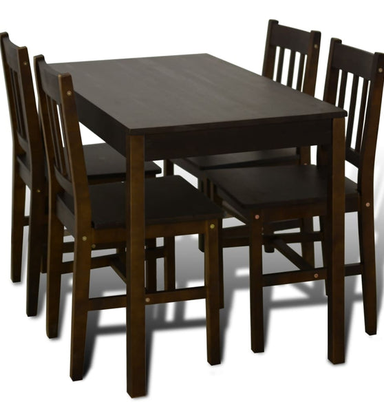 Esstisch Holztisch mit 4 Holzstühlen Esszimmerset braun