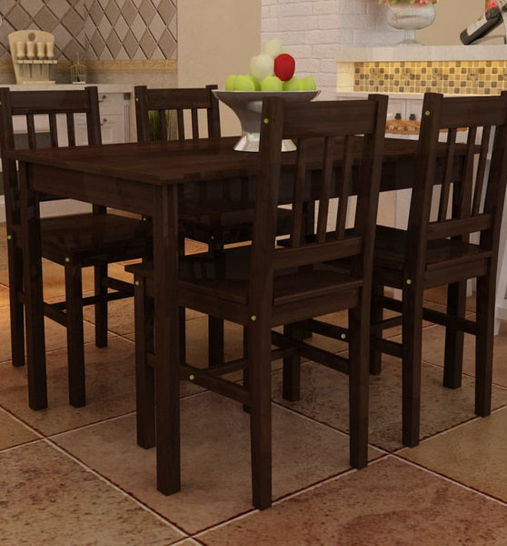 Esstisch Holztisch mit 4 Holzstühlen Esszimmerset braun