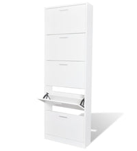 Schuhschrank mit 5 Schuhkippern Weiß Holz