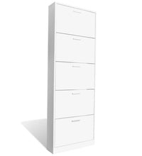 Schuhschrank mit 5 Schuhkippern Weiß Holz