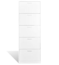 Schuhschrank mit 5 Schuhkippern Weiß Holz