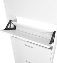 Schuhschrank mit 5 Schuhkippern Weiß Holz