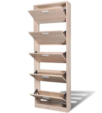 Schuhschrank mit 5 Schuhkippern Holz Eichen-Optik