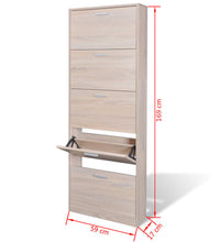 Schuhschrank mit 5 Schuhkippern Holz Eichen-Optik
