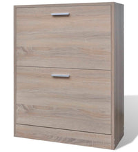 Schuhschrank Holz in Eichen-Optik mit 2 Schuhkippern