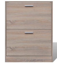 Schuhschrank Holz in Eichen-Optik mit 2 Schuhkippern