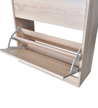 Schuhschrank Holz in Eichen-Optik mit 2 Schuhkippern