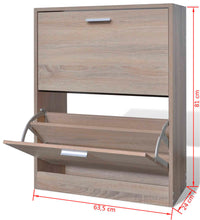 Schuhschrank Holz in Eichen-Optik mit 2 Schuhkippern