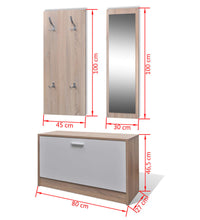 Garderoben Flur 3-in-1 Schuhschrank Schuhkipper Spiegel