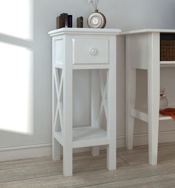 Beistelltisch mit Schublade Weiß