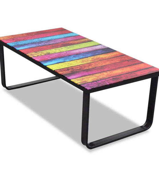 Couchtisch mit Glasplatte Regenbogen-Aufdruck