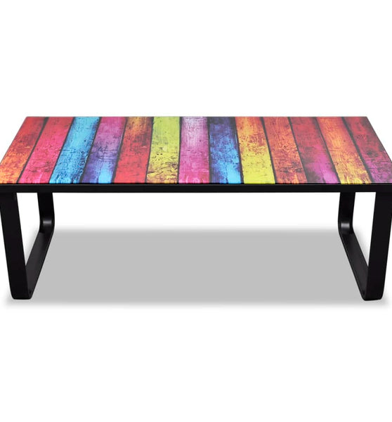 Couchtisch mit Glasplatte Regenbogen-Aufdruck