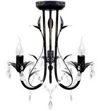 Decknlampe Art Novau mit Kristallperlen 3 x E14