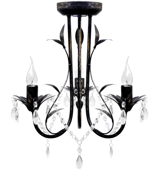 Decknlampe Art Novau mit Kristallperlen 3 x E14