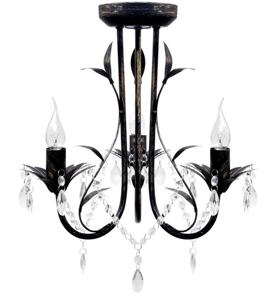 Decknlampe Art Novau mit Kristallperlen 3 x E14