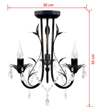 Decknlampe Art Novau mit Kristallperlen 3 x E14