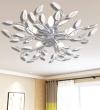 Deckenlampe transparente weiße Blätterranken mit Acryl-Blättern 5x E14