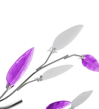 Deckenlampe Lila und weiße Blätterranken mit Acryl-Blättern 5x E14