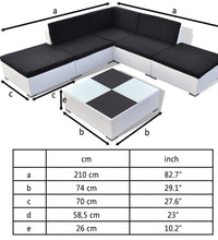 6-tlg. Garten-Lounge-Set mit Auflagen Poly Rattan Weiß