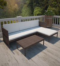 3-tlg. Garten-Lounge-Set mit Auflagen Poly Rattan Braun