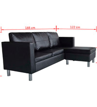 L-förmiges Sofa 3-Sitzer Kunstleder Schwarz
