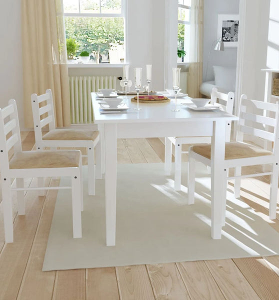 Esszimmerstühle 4 Stk. Weiß Massivholz Gummibaum und Samt