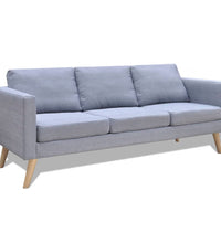 Sofa 3-Sitzer Stoff Hellgrau