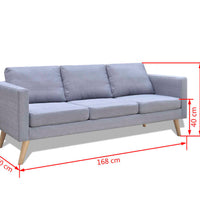 Sofa 3-Sitzer Stoff Hellgrau