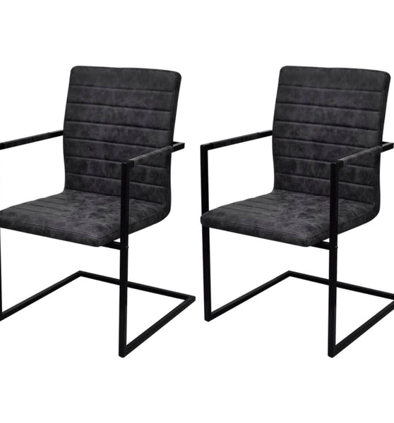 Freischwinger 2 Stk. Schwarz Kunstleder