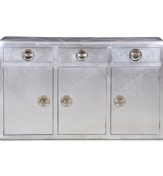 Sideboard mit 3 Schubladen Vintage Flugzeug-Stil Aluminium