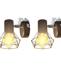 Wandleuchten 2 Stk. LED-Glühlampe Industrie-Stil Drahtschirm Schwarz