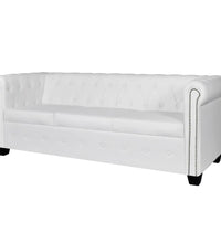 Chesterfield-Sofa 3-Sitzer Kunstleder Weiß