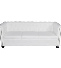 Chesterfield-Sofa 3-Sitzer Kunstleder Weiß