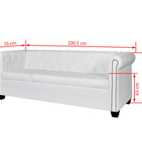 Chesterfield-Sofa 3-Sitzer Kunstleder Weiß