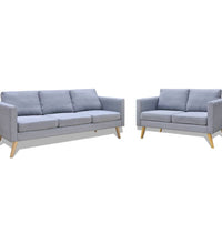 Sofa Set 2-Sitzer und 3-Sitzer Stoff Hellgrau