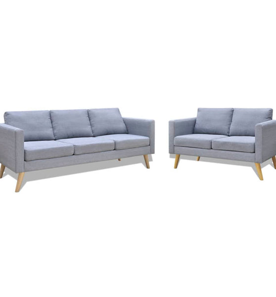 Sofa Set 2-Sitzer und 3-Sitzer Stoff Hellgrau