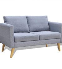 Sofa Set 2-Sitzer und 3-Sitzer Stoff Hellgrau