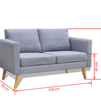 Sofa Set 2-Sitzer und 3-Sitzer Stoff Hellgrau