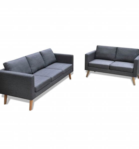 Sofa Set 2-Sitzer und 3-Sitzer Stoff Dunkelgrau