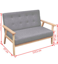 Sofa-Set 2-tlg. Stoff Hellgrau